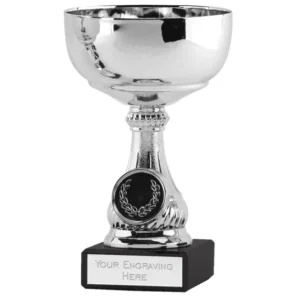 Lake silver trophy cup on black marble base