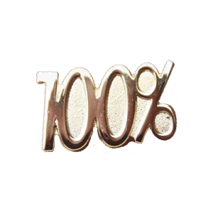 E102 Gold 100% badge (pack of 5)