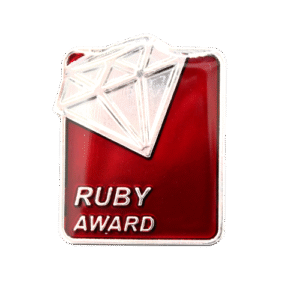 E1348 Ruby Award enamel badge (pack of 5)