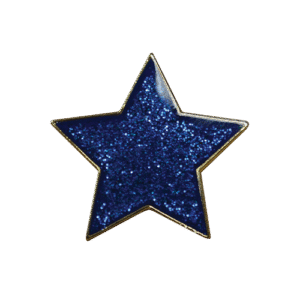 E562 Blue glitter star enamel badge (Pack of 5)