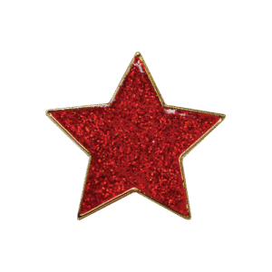 E563 Red glitter star enamel badge (Pack of 5)