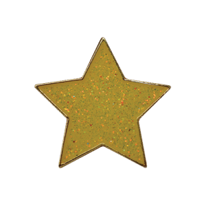 E564 Yellow glitter star enamel badge (Pack of 5)