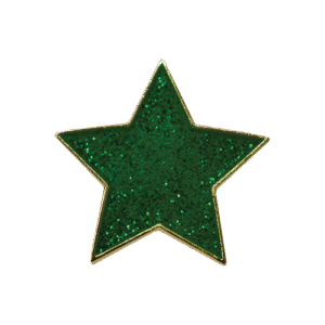 E565 Green glitter star enamel badge (Pack of 5)