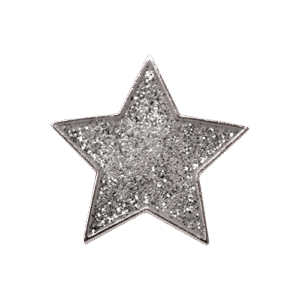 E738 Silver glitter star enamel badge (Pack of 5)