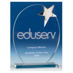 Ovation star oval jade glass award