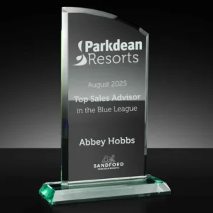 Bridge Curved Top Jade Glass Award 21cm